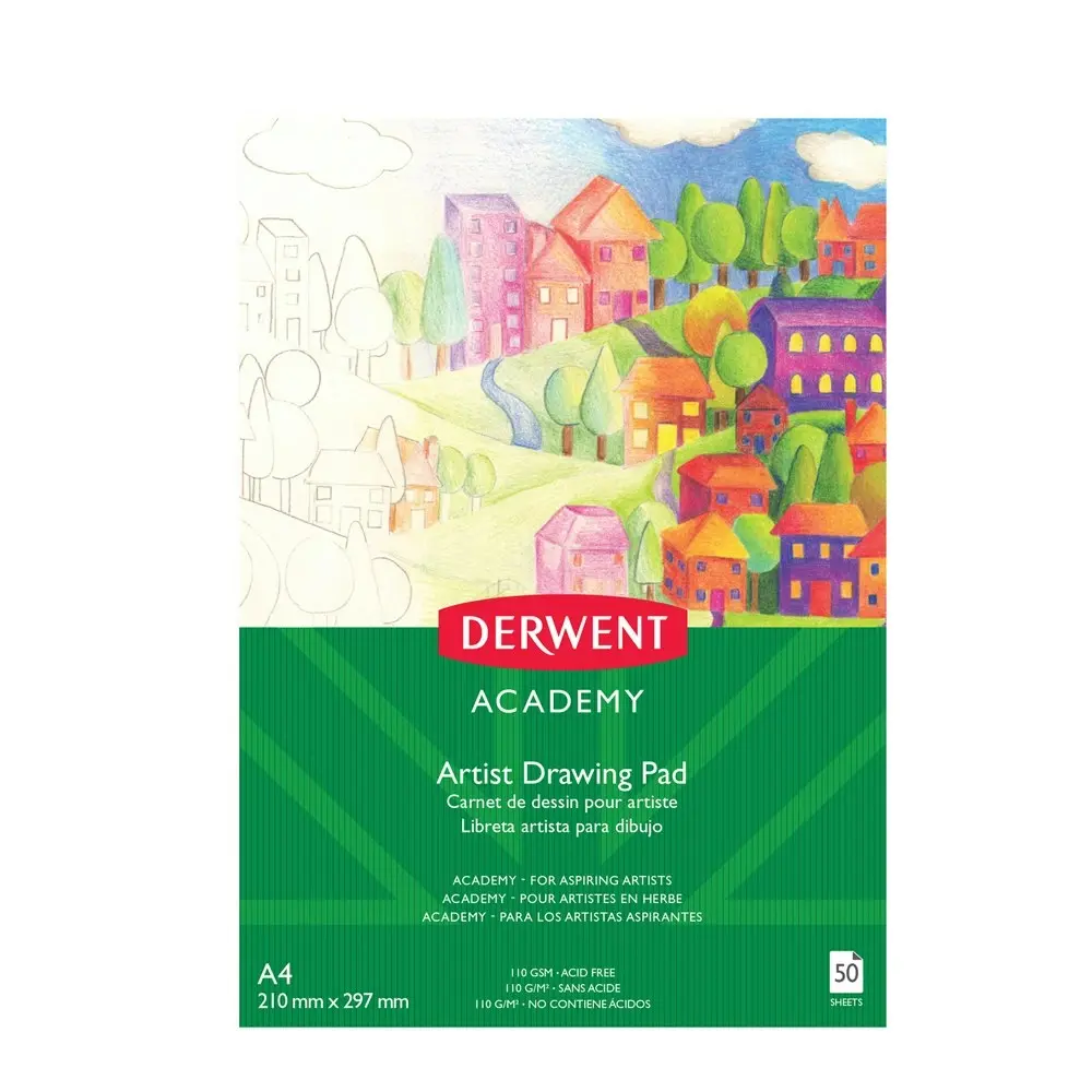 Derwent Academy Art/Craft Drawing/Sketch Paper Pad A4 Portrait 50 Sheet 110Gsm - Office