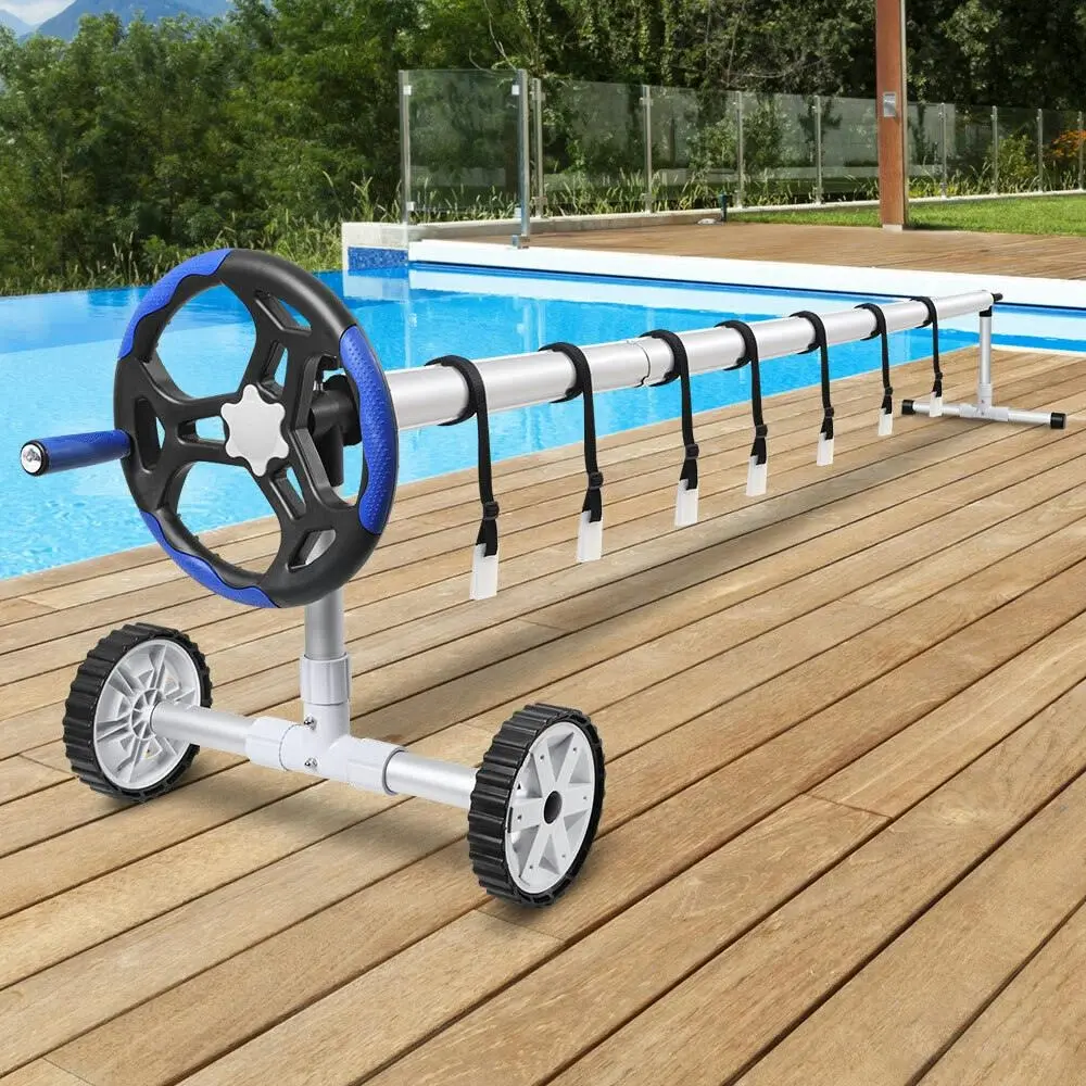 Alfordson Pool Cover Roller 6m Adjustable Solar Blanket Reel Swimming Blue - Home & Garden