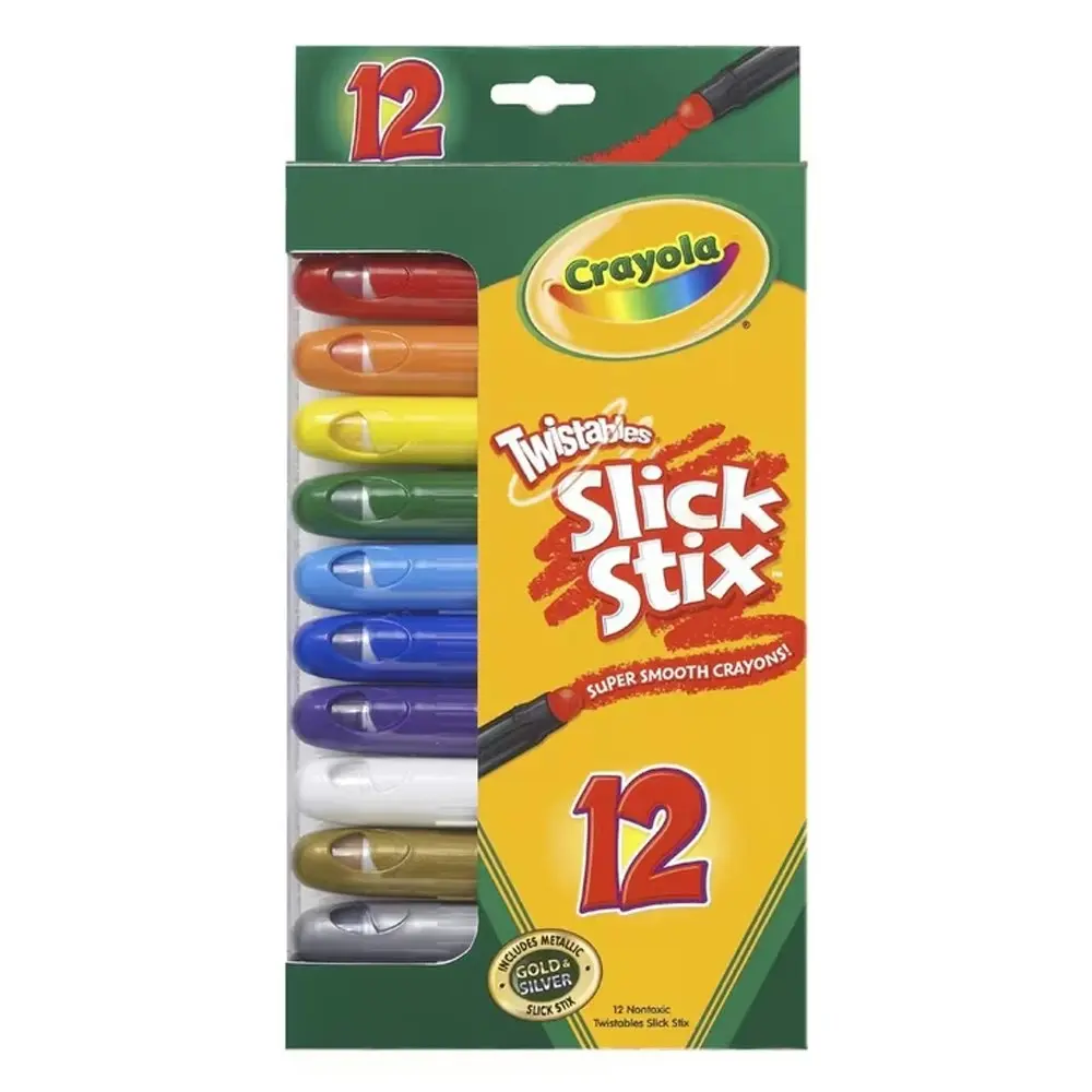 12pc Crayola Twistables Slick Stix Gel Kids Art/Craft Colouring/Drawing Crayons - Hobbies
