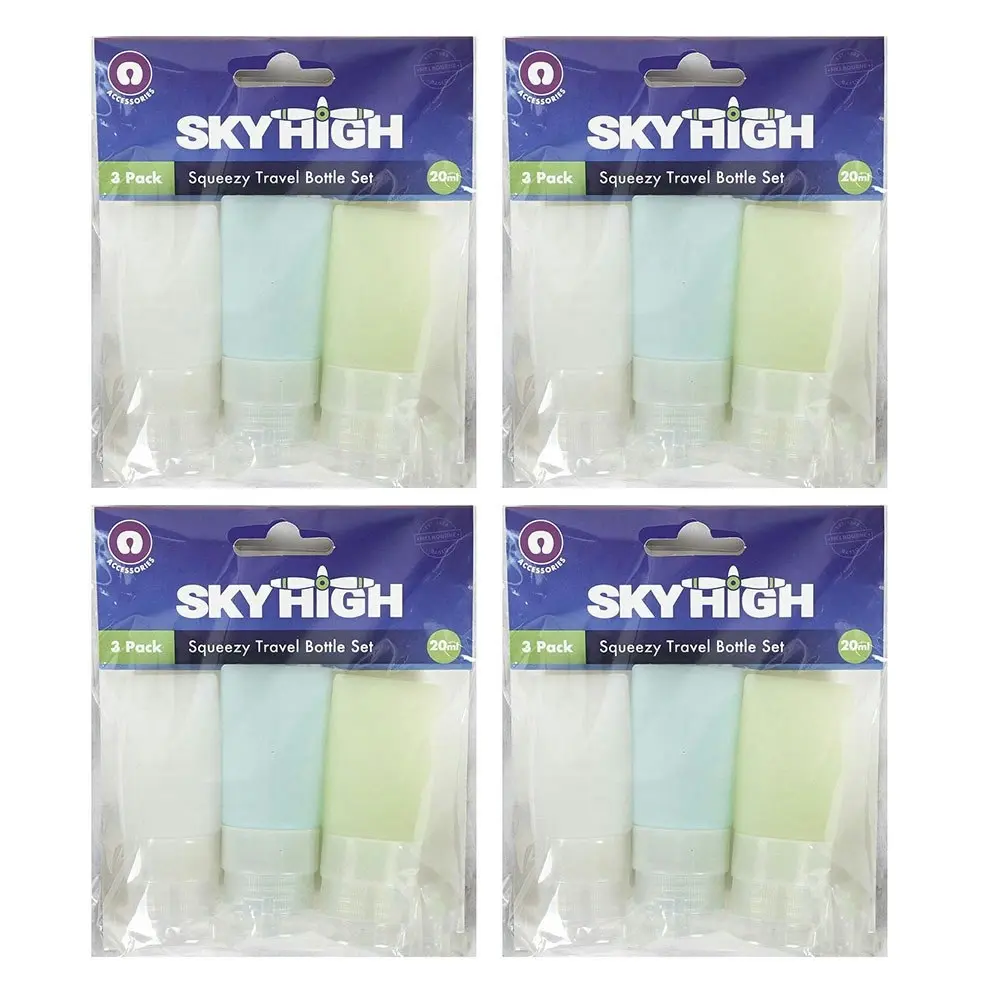 12pc Sky High Travel Squeezy Bottle Set Assorted Colours Luggage Organisation - Fashion
