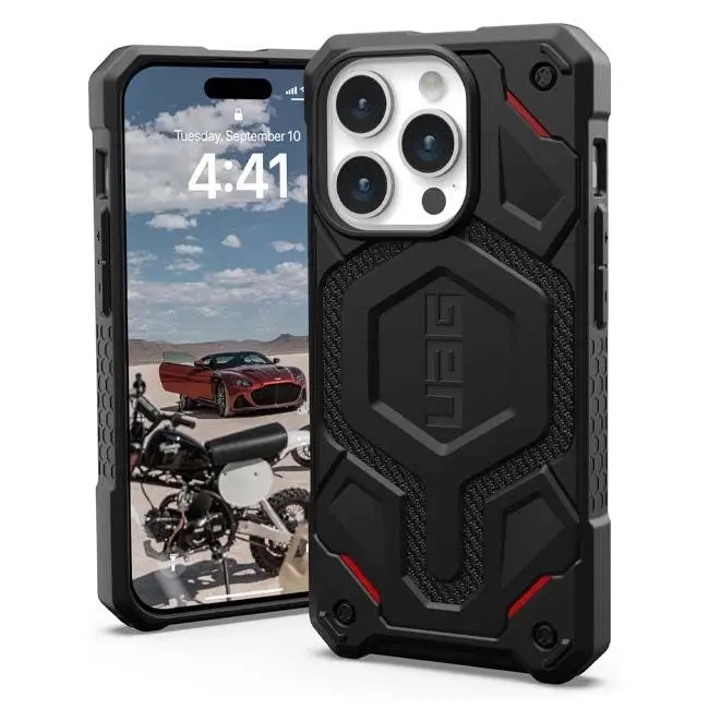 UAG Monarch Pro MagSafe Case (Suits iPhone 15 Pro) - Kevlar Black
