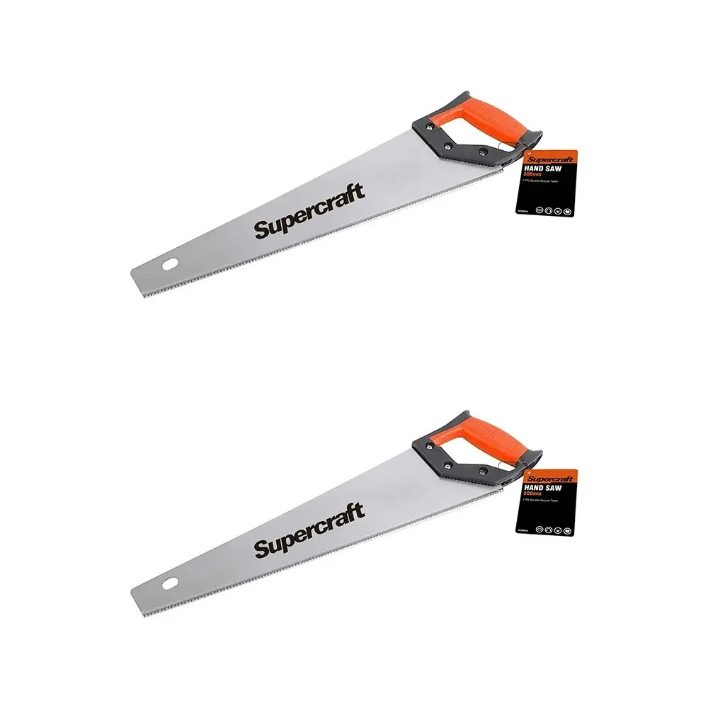 2x Supercraft Utility Hand Saw Double Ground Teeth Soft Grip 7Tpi 12''/300mm - Hardware