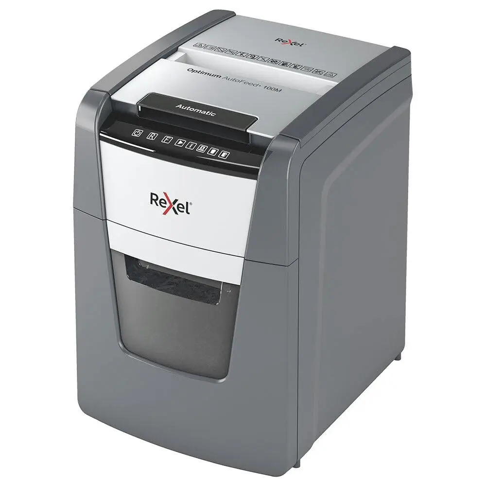 Rexel 34L Optimum AutoFeed+ A4 Paper Shredder 100m Micro P5 Cross Cut/Cutter - Office