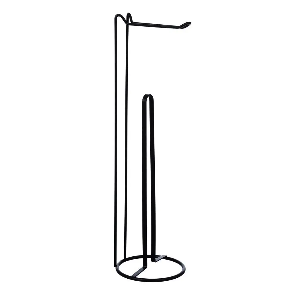 Boxsweden 54cm Wire Toilet/Tissue Roll Dispenser Stand Holder Organiser Black - Home & Garden