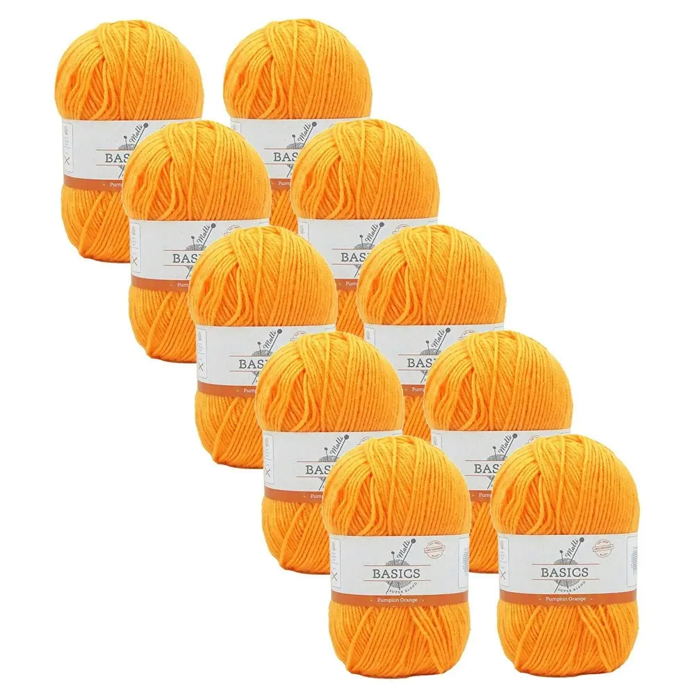 10x Malli Blend Basic 100g Acrylic/Polyester Yarn Knitting Pumpkin Orange - Hobbies