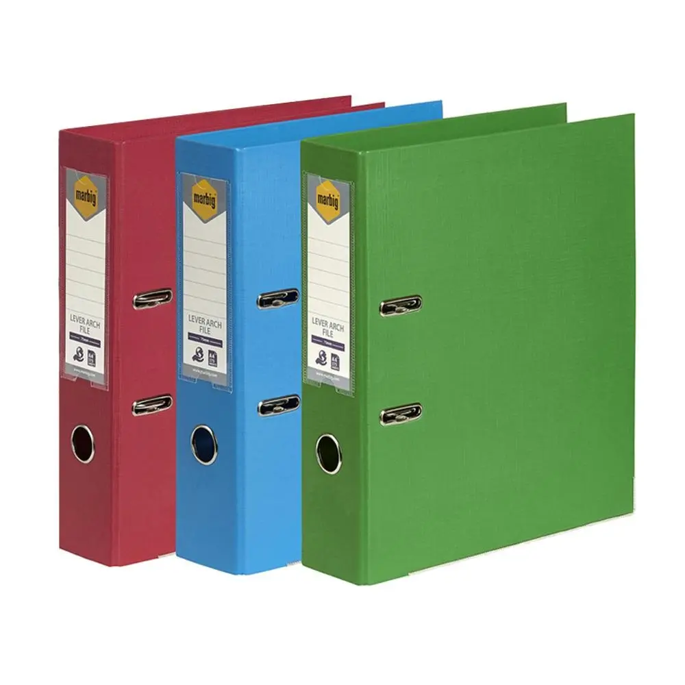 3x Marbig PE Lever Arch File Folder A4 Document Organiser Holder Assorted - Office
