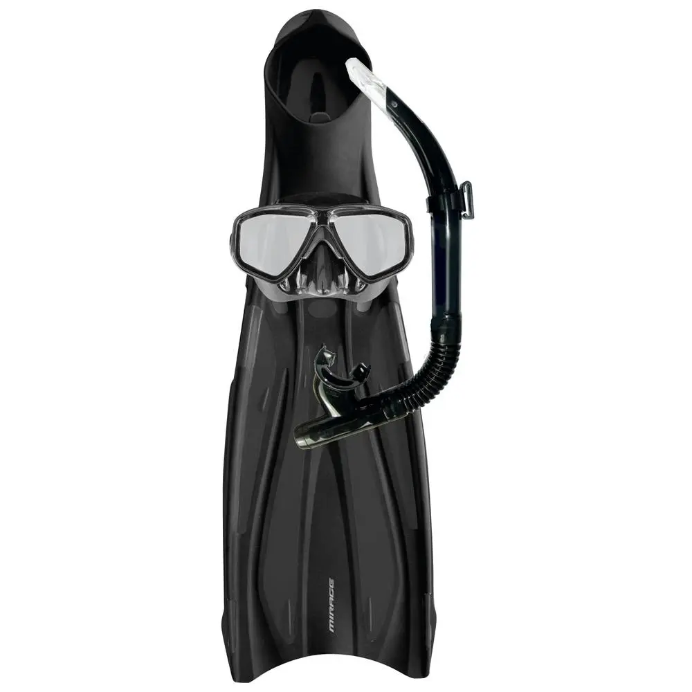Mirage Adult Silicone Mask Snorkel & Fin Set Swimming Water Sports Goggle Large - Sports & Outdoor