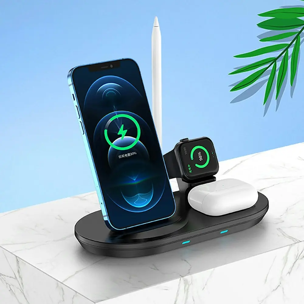 4 In 1 Wireless Charging Dock Station For iPhone, Apple Watch, Airpods Pro - Electronics