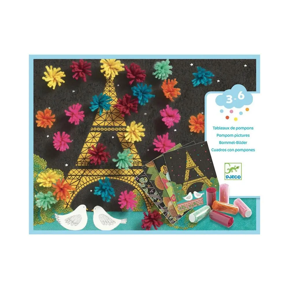Djeco An Explosion of Pompoms Educational Kids/Children Craft Art Kit 3y+ - Hobbies