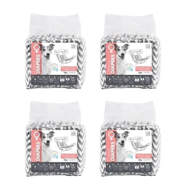 4x 10pc M-Pets Female Dog/Puppy Pet Diapers Breathable Small w/Witness Indicator