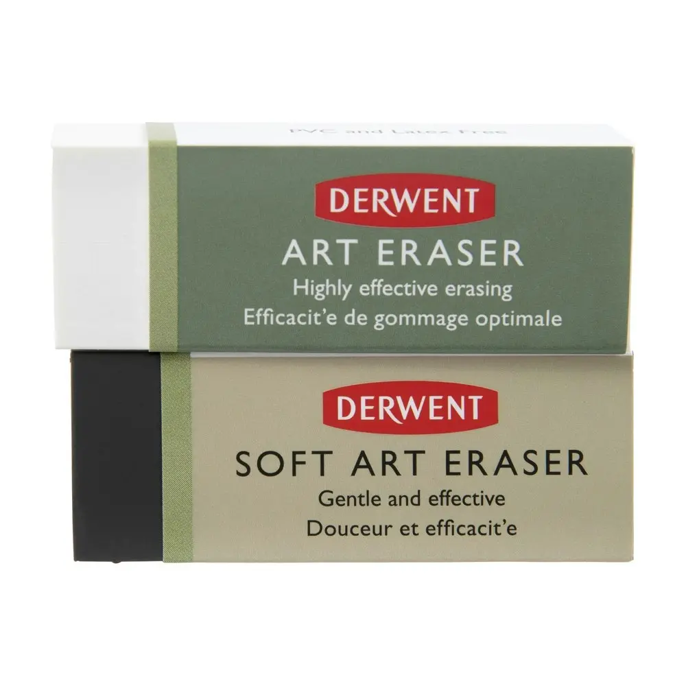2pc Derwent Art And Soft Art Dual Eraser For Pencil Blister Set Black/White - Office
