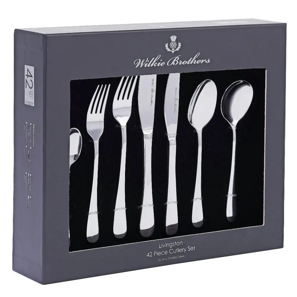 Wilkie Brothers 42 Piece Stainless Steel Livingston Cutlery Set 42pc - Home & Garden
