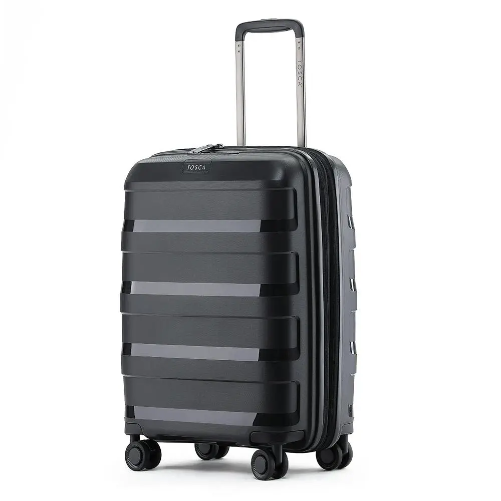 Tosca Comet 40L/20" Hard Case Luggage Onboard CarryOn Travel Suitcase Black - Fashion