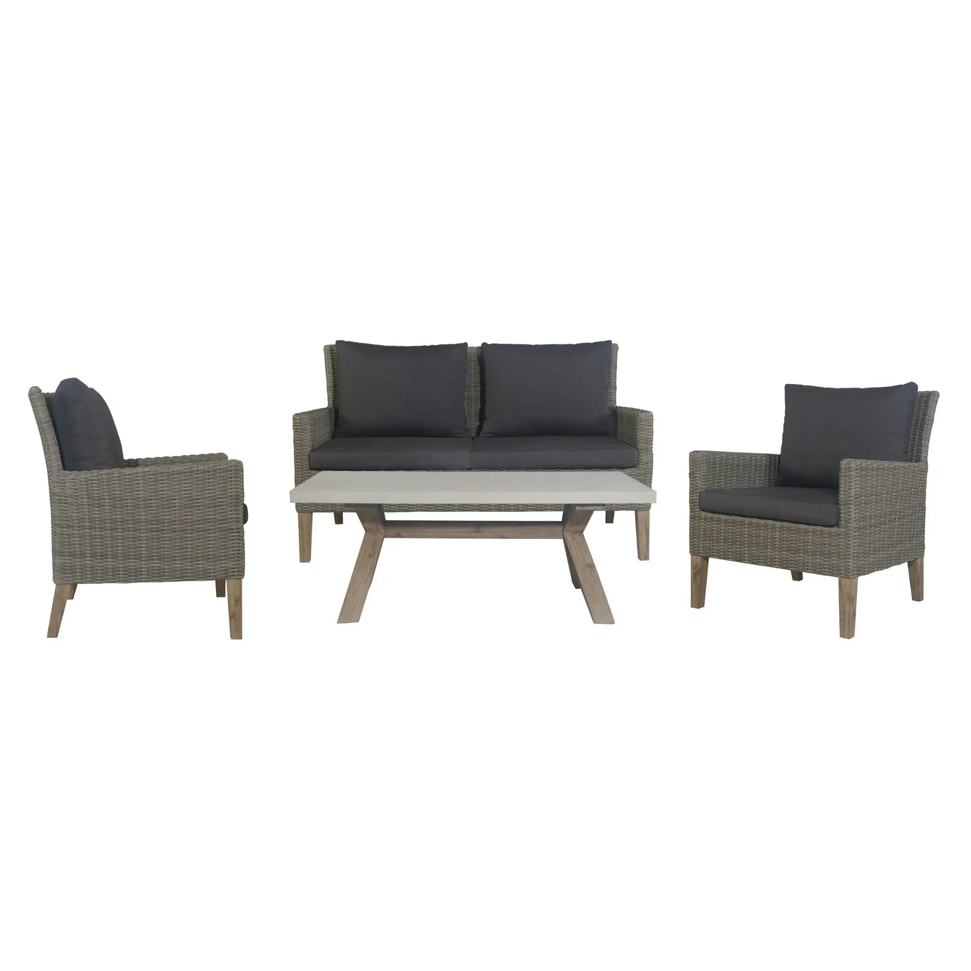Byron 4pc Outdoor Sofa Set with White Coffee Table - Furniture
