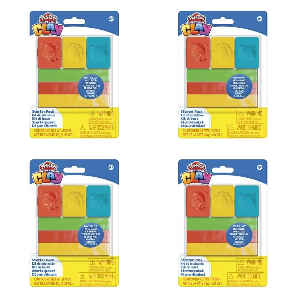 4x Play-Doh Shape n' Mold Clay Starter Pack Kids Art Craft Children Fun Toy 4y+