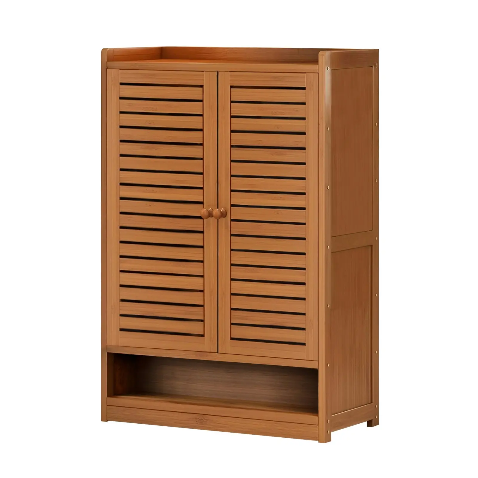 Shoes Cabinet Storage Rack Louvered Door 5 Tier Shelves Shoe Rack Organiser - Furniture