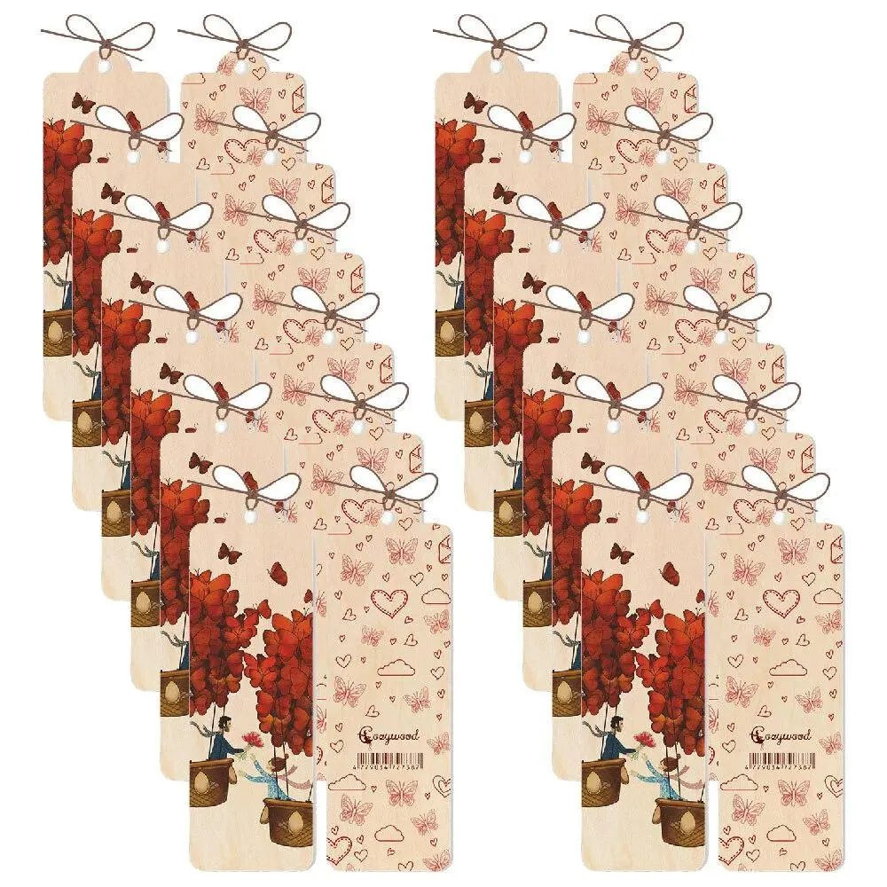 12x Cozywood Wooden Bookmark 4.5x14cm w/ Waxed Ribbon Thousands in the Sky - Office