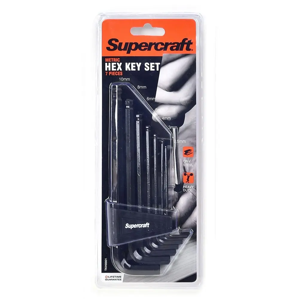 7pc Supercraft Allen/Hex Key Ball Metric 2.5-10mm Sizes Chrome Home Tool Set