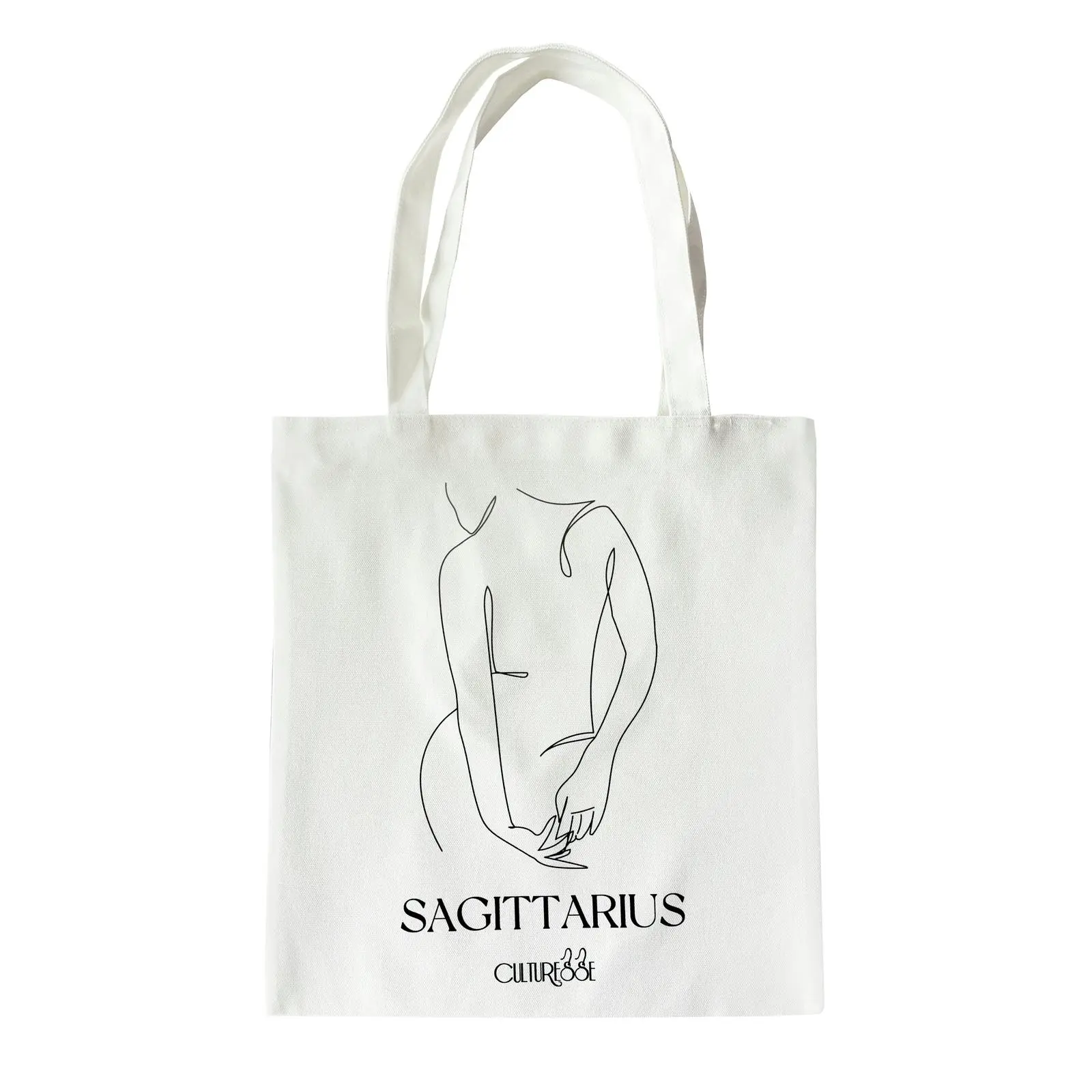 Culturesse She Is Sagittarius Eco Zodiac 38cm Muse Tote Bag Womens Handbag White - Fashion