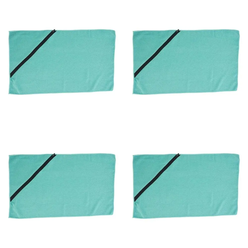 4x Annabel Trends Waffle Sports Gym Towel w/ Zip Pocket 40x75cm Absorbent Aqua - Home & Garden
