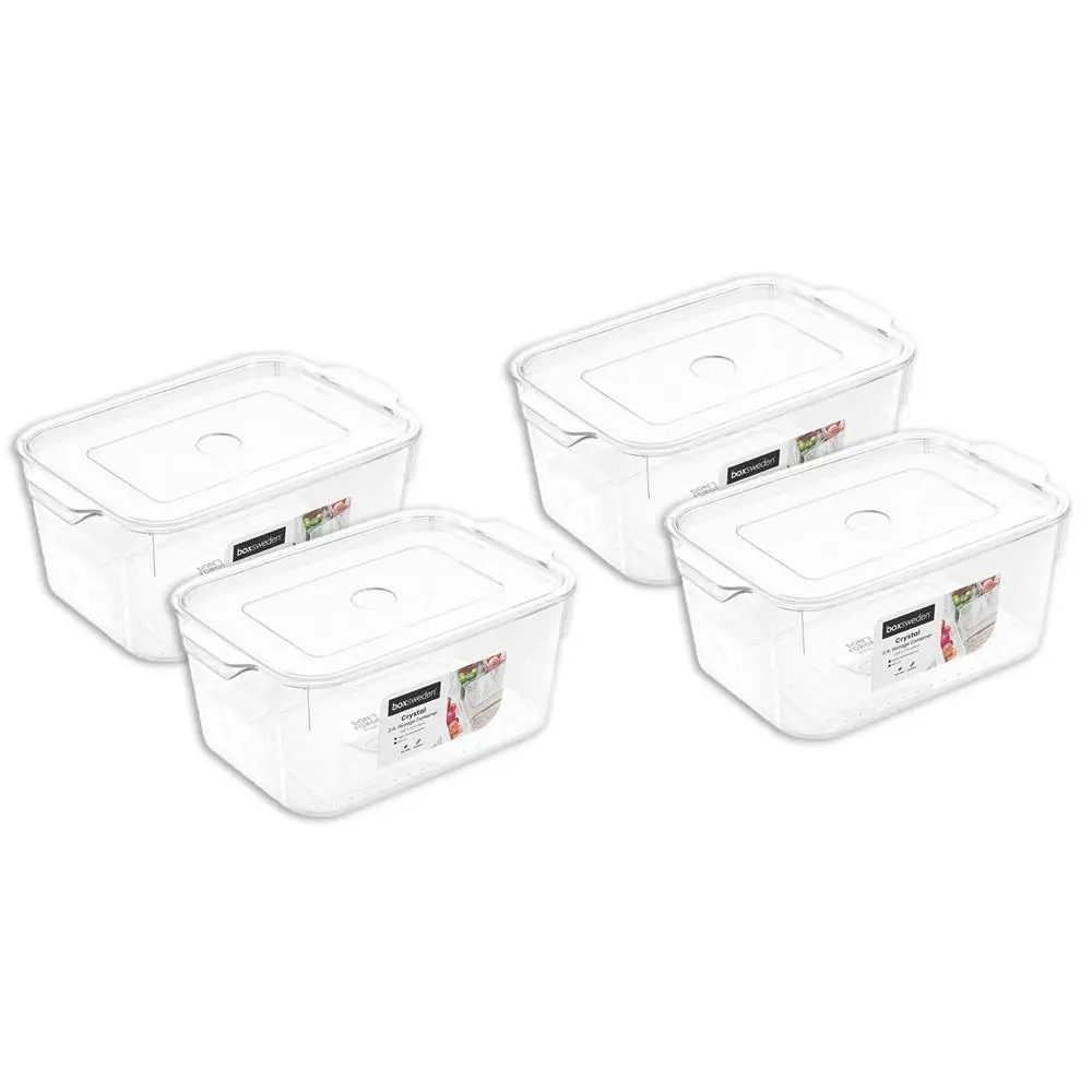 4x Boxsweden Crystal 2.4L Storage Container/Organiser w/Lid 23.5x15.5x10cm CLR - Home & Garden