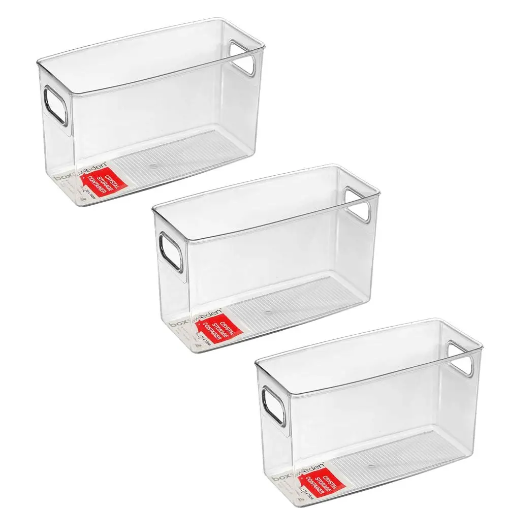3x Boxsweden Crystal Plastic Storage Container 25cm MED Fridge/Pantry Organiser - Home & Garden