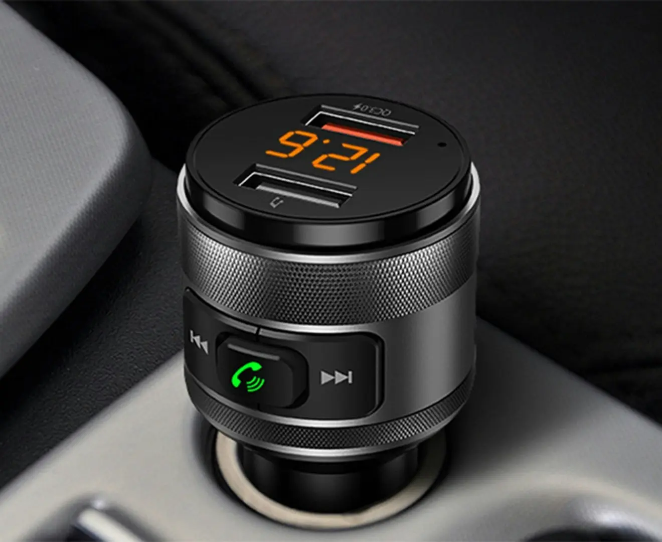 Car Kit with Hands-Free Calling and 2 USB Ports Charger Support USB Drive