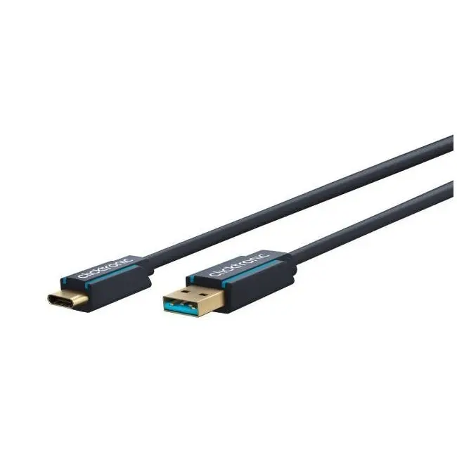 Clicktronic 3m Male USB C 3.1 to A Fast Charging Cable Connector 5Gbps Black - Electronics