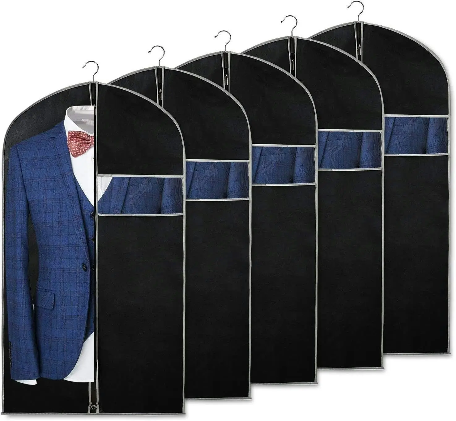 5 Pack Black Cover Suit Bags for Storage - Home & Garden
