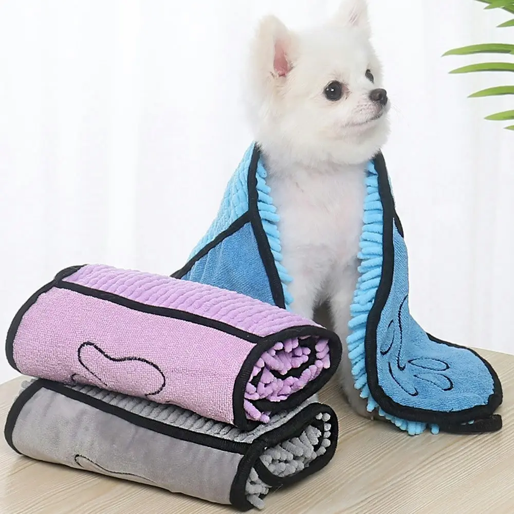 3Pcs Soft Dog Bath Robe Towel Quick Dry Pet Towel Fiber Absorbent Cat Bath Towel - Pets