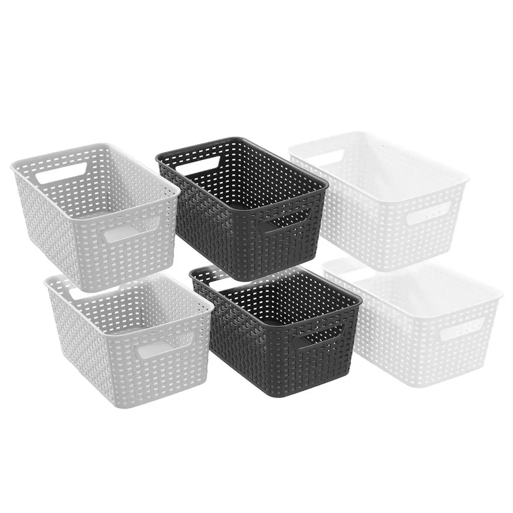 6x Boxsweden Woven Storage/Container Basket Organiser 28x18.5x13cm BPA Free Ast - Home & Garden