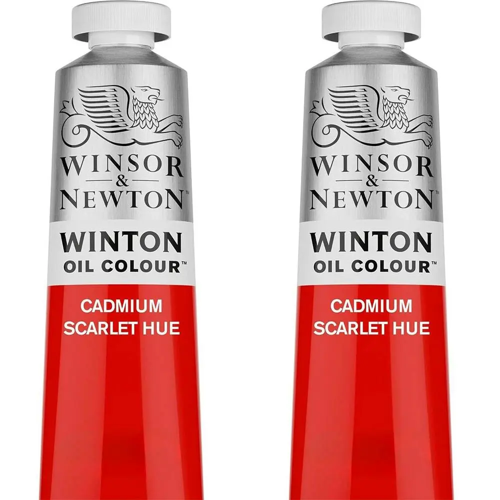 2x Winsor & Newton 200ml Winton Oil Colour Paint Artist/Craft Cad Scarlet Hue - Hobbies