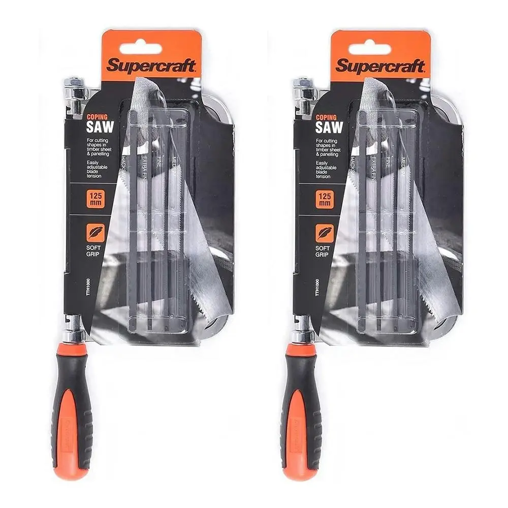 10pc Supercraft 125mm Coping Saw Set Soft Grip Handle w/ 4 Replacement Blades - Hardware