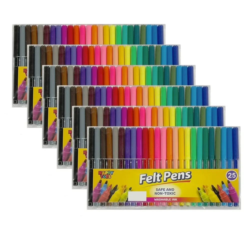 150pc Happy Toys Felt Pen Washable Ink Colouring Kids/Childrens Markers Set - Hobbies