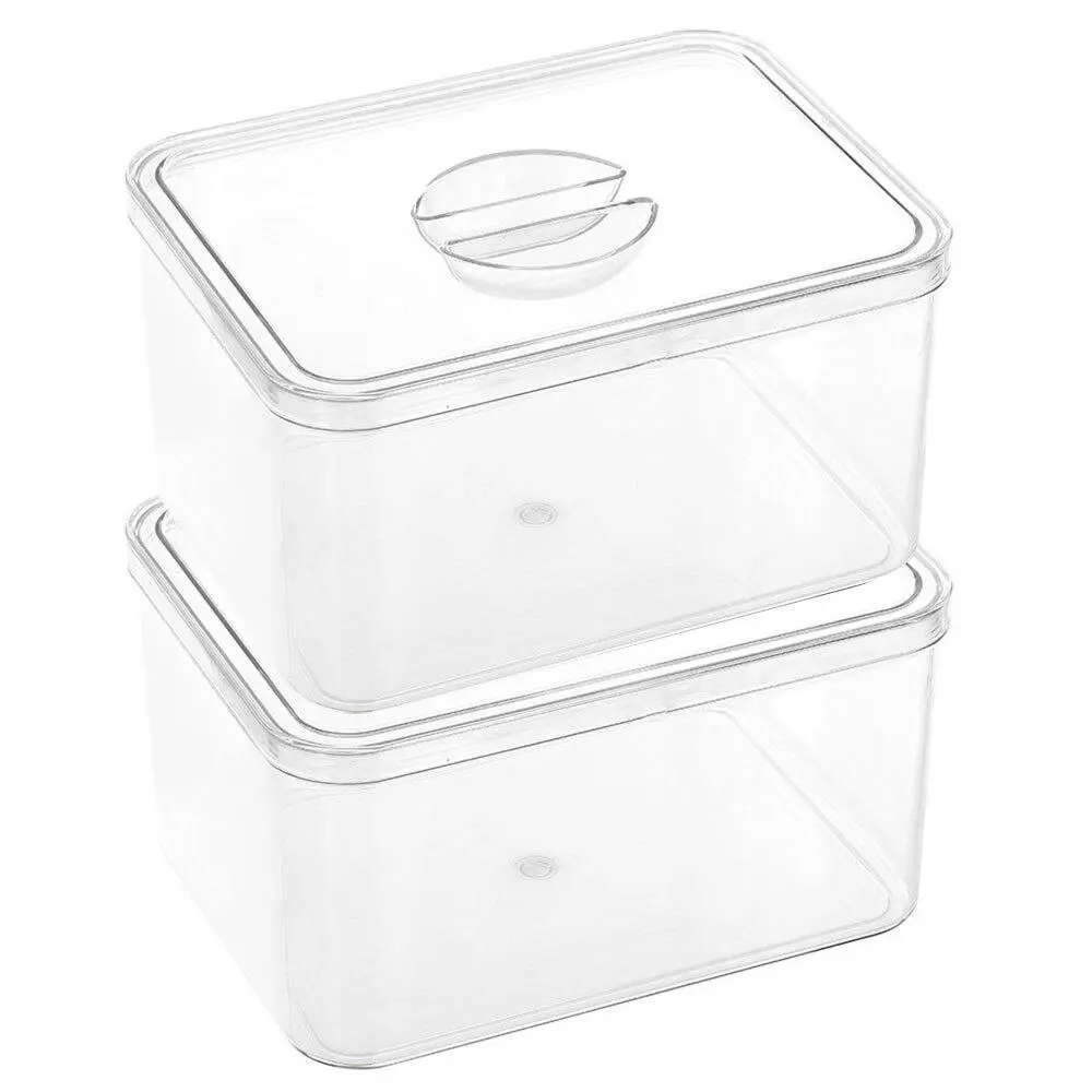 2x Boxsweden Crystal 19cm Mini Storage/Container Stackable Holder w/ Lid Clear - Home & Garden