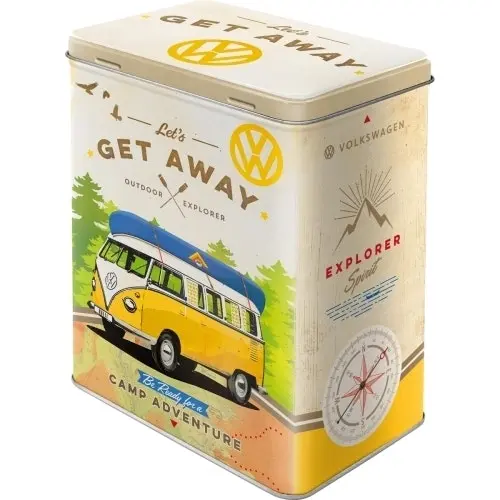 Nostalgic Art 20cm/3L Tin Box Metal Storage VW Bulli Let's Get Away Organiser - Home & Garden