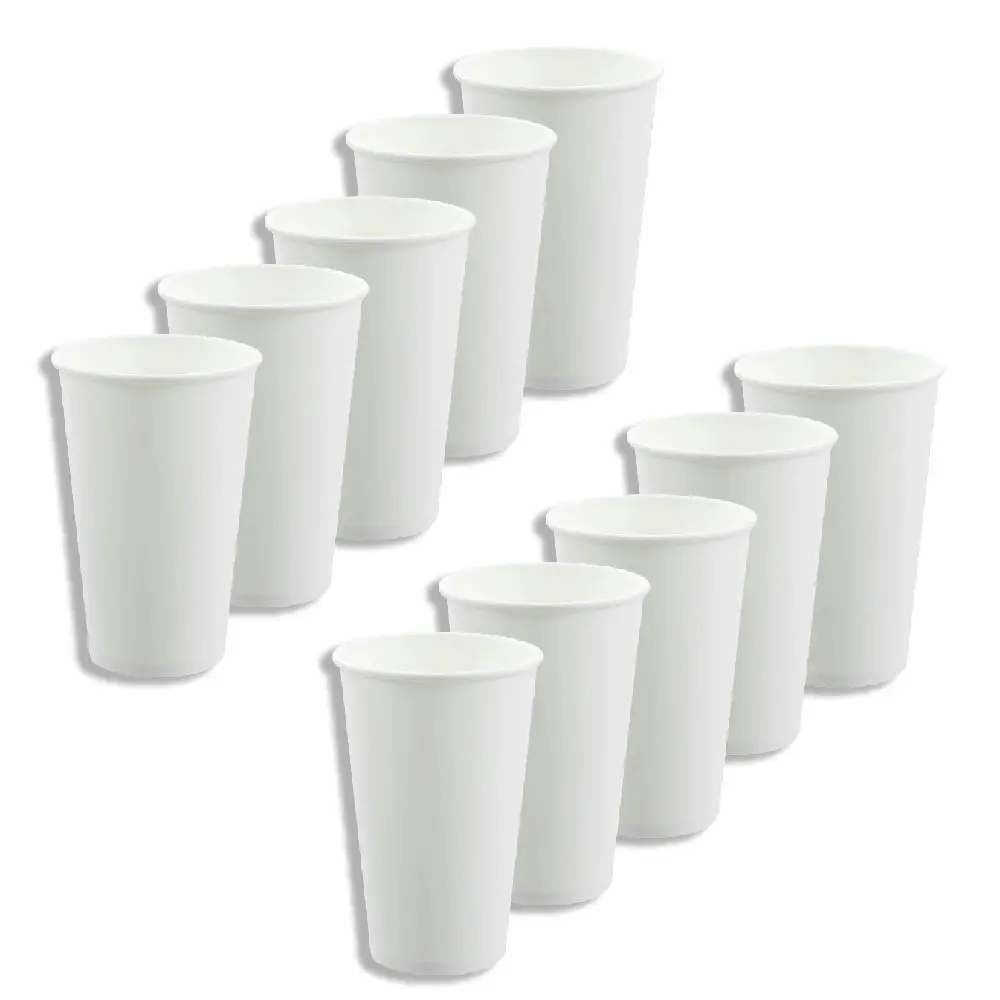 10x 20PK Lemon & Lime 480ml Disposeable Eco Paper Cup Drinking Water/Coffee WHT - Hobbies