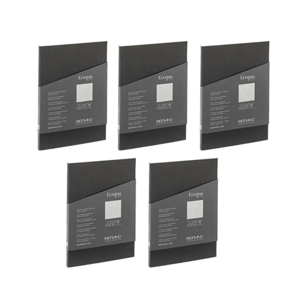 5x Fabriano Ecoqua Plus Nero Dots Glued A5 Notebook Home School Stationary - Office