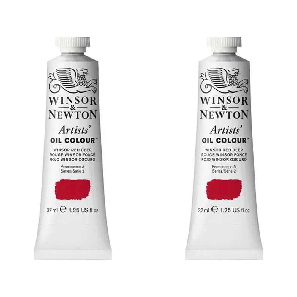 2x Winsor & Newton Artists Oil Colour 37ml Paint Tube Winsor Red Deep Series 2 - Hobbies