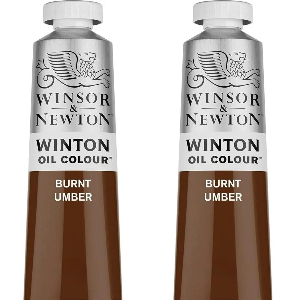 2x Winsor & Newton 200ml Winton Oil Colour Paint Artist/Painting Burnt Umber - Hobbies