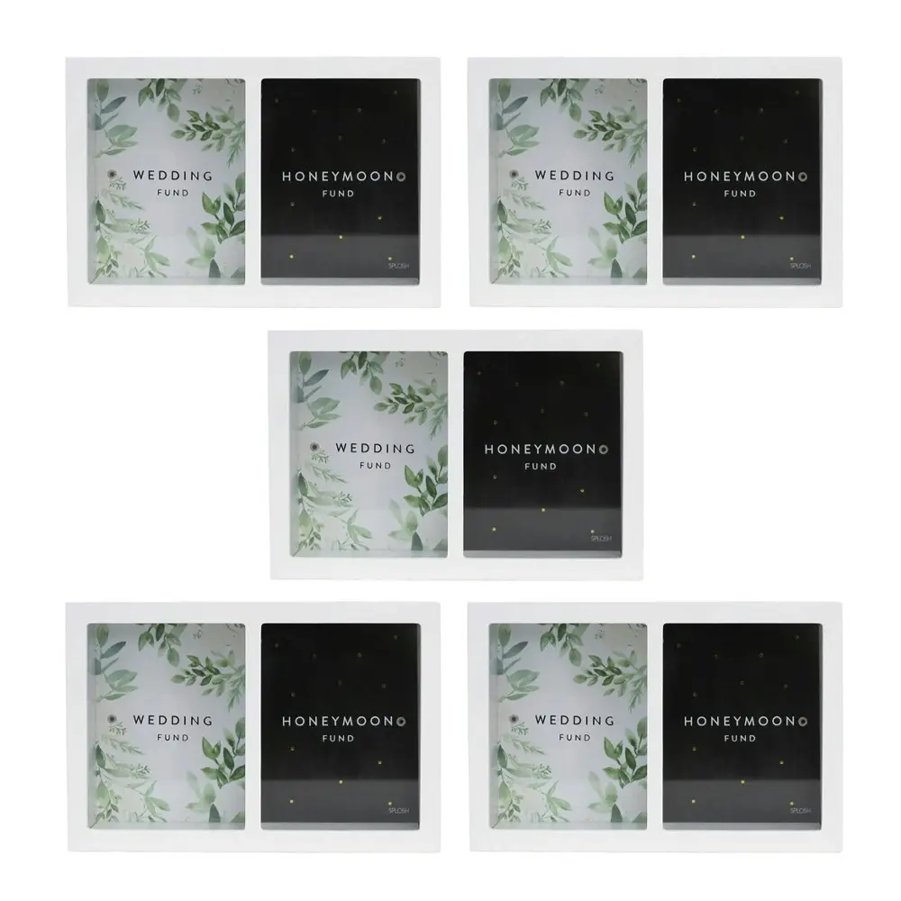 5x Splosh Wooden Wedding Double Change Box Money Storage 24x16cm Rectangle White - Hobbies