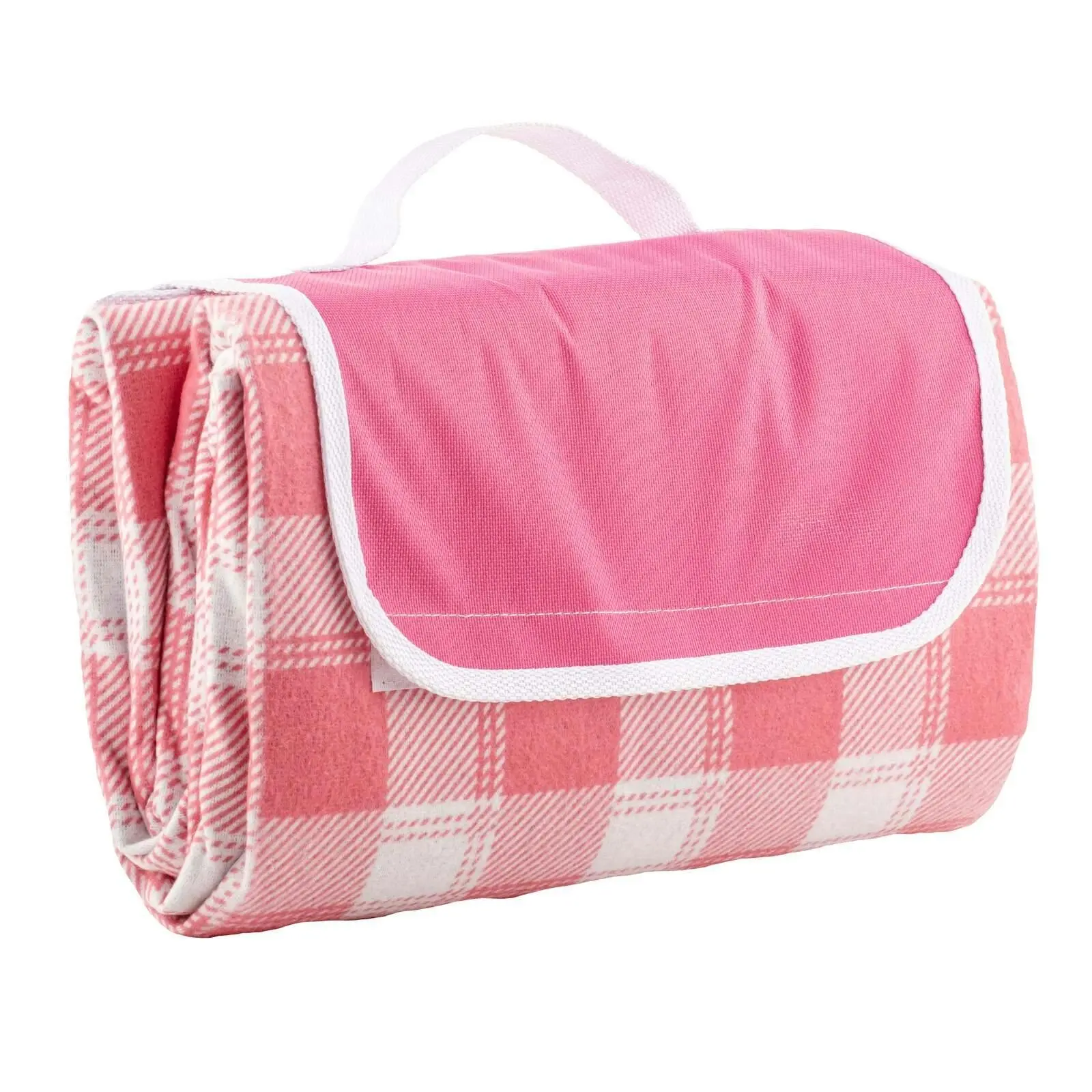 Delilah Gingham 150cm Foldable Picnic Blanket Outdoor Mat w/ Carry Handle Pink - Home & Garden