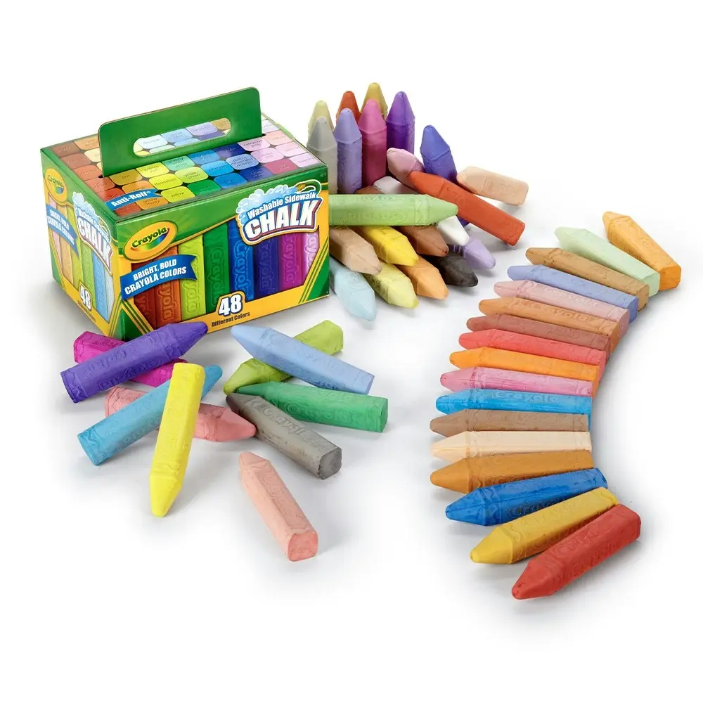 48pc Crayola Washable Sidewalk Coloured Non Toxic Chalk Sticks Kids/Children 3y - Hobbies