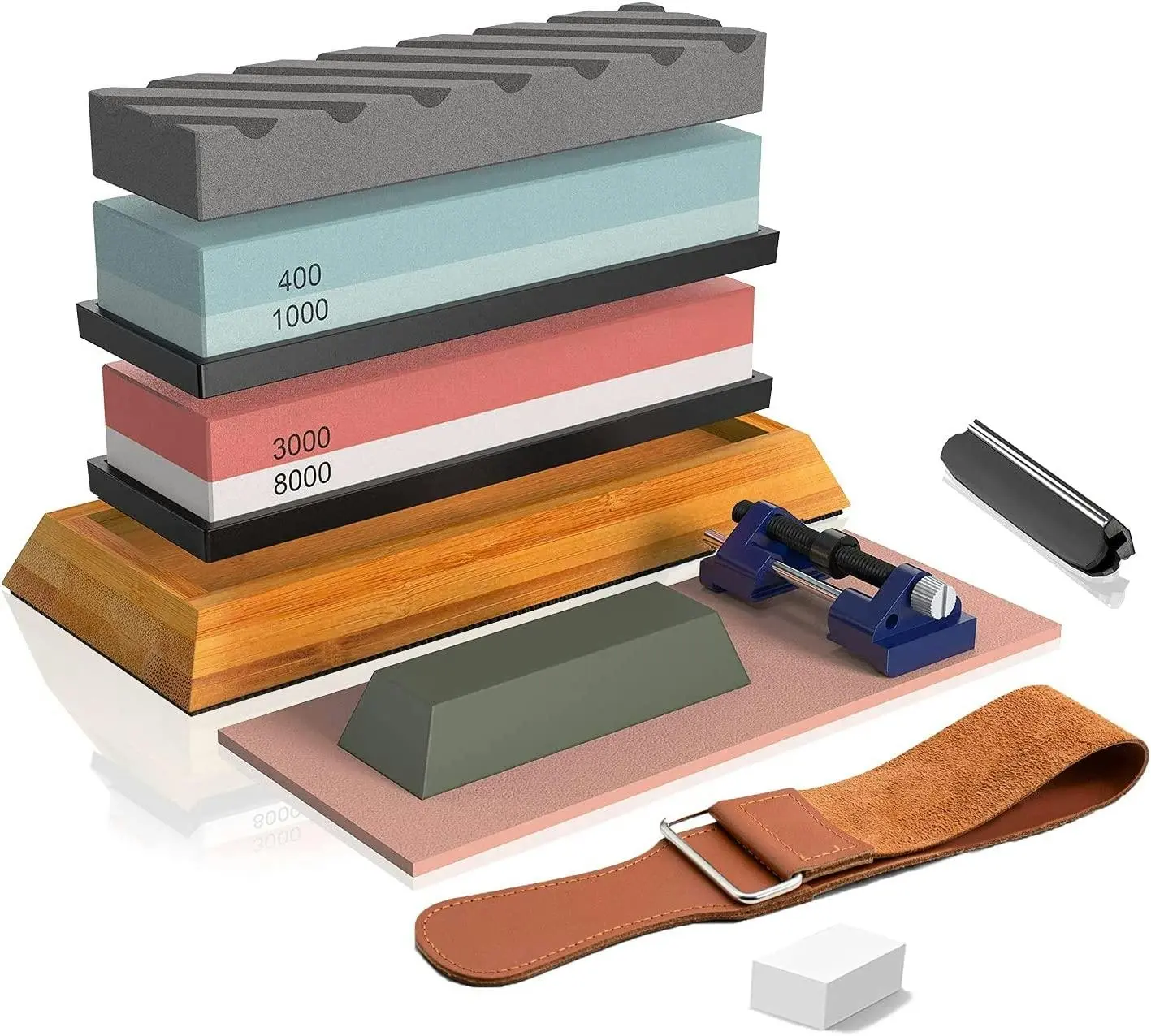 Knife Sharpening Stone,4 Side Grit 400/1000 3000/8000 Whetstones - Home & Garden