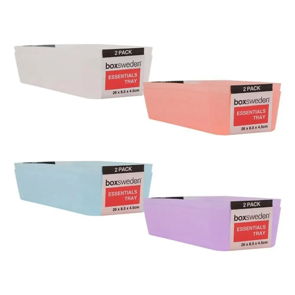 4x 2PK Boxsweden Essentials Storage Tray 26cm Home Kitchen Display Storage Asst - Home & Garden