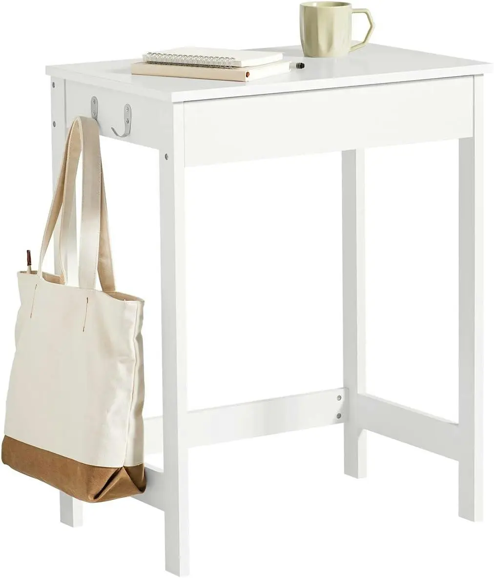 Small White Desk with Drawer Hooks - Furniture