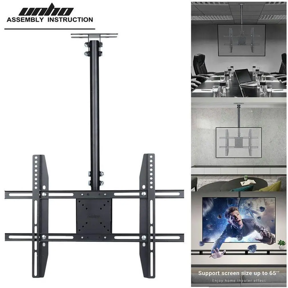 Fin Ceiling Tv Bracket For 32-65" Lcd Led Plasma Tilt 15 Swivel 90 With 360 Rotate
