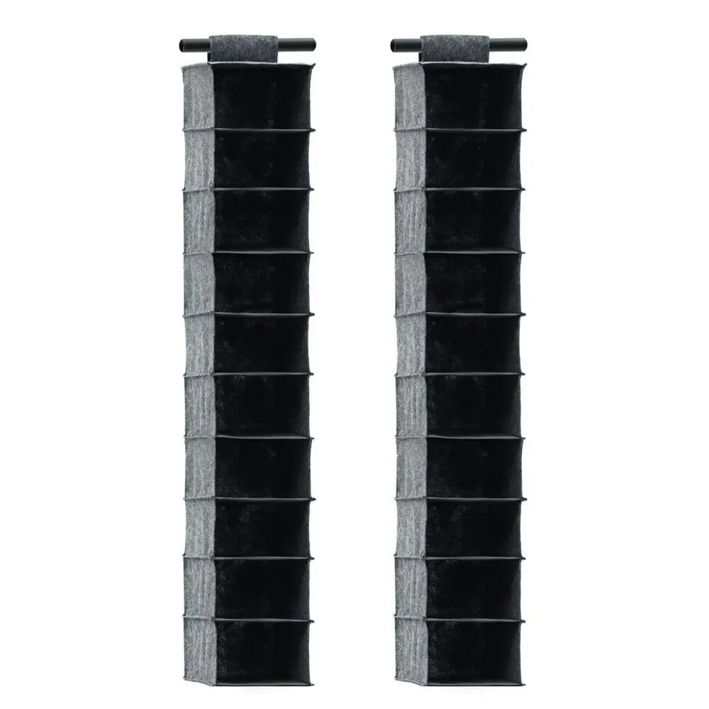 2x Boxsweden 10 Tier Hanging Shelf Wardrobe Organiser Clothes Storage Closet - Home & Garden