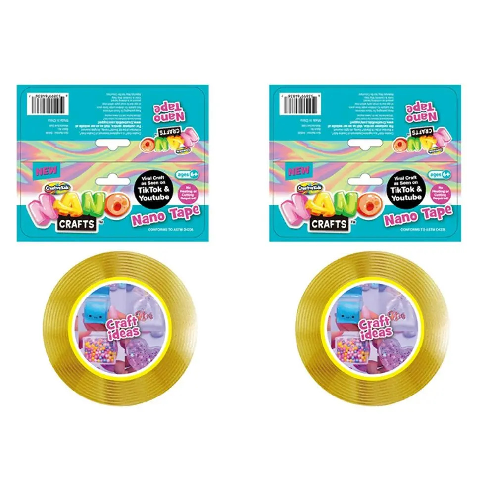 2x Nano Crafts Art Adhesive Tape Kids/Children Imaginative Fun Play Toy 5y+ YLLW - Hobbies