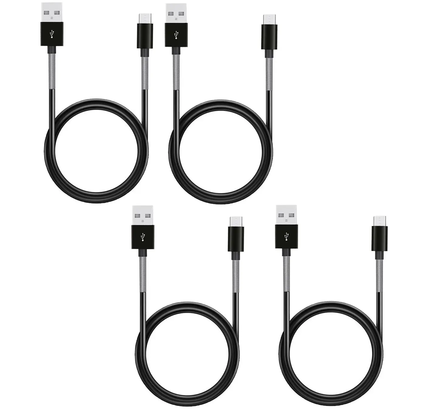 4Pc 1M Usb Data Charge Cable Micro Usb Connector For Samsung Htc Metal Protected 4X - Electronics